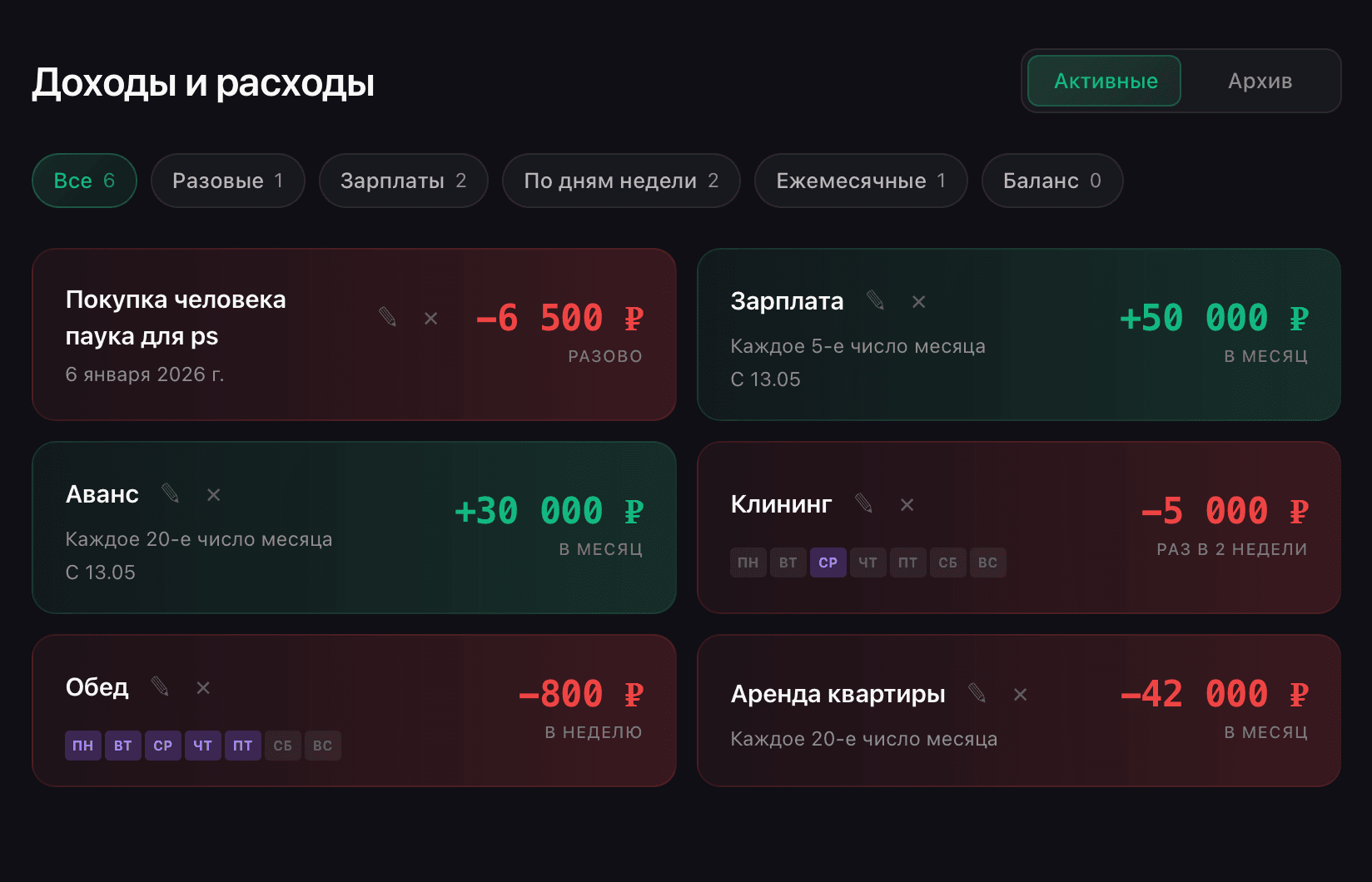 Регулярные платежи